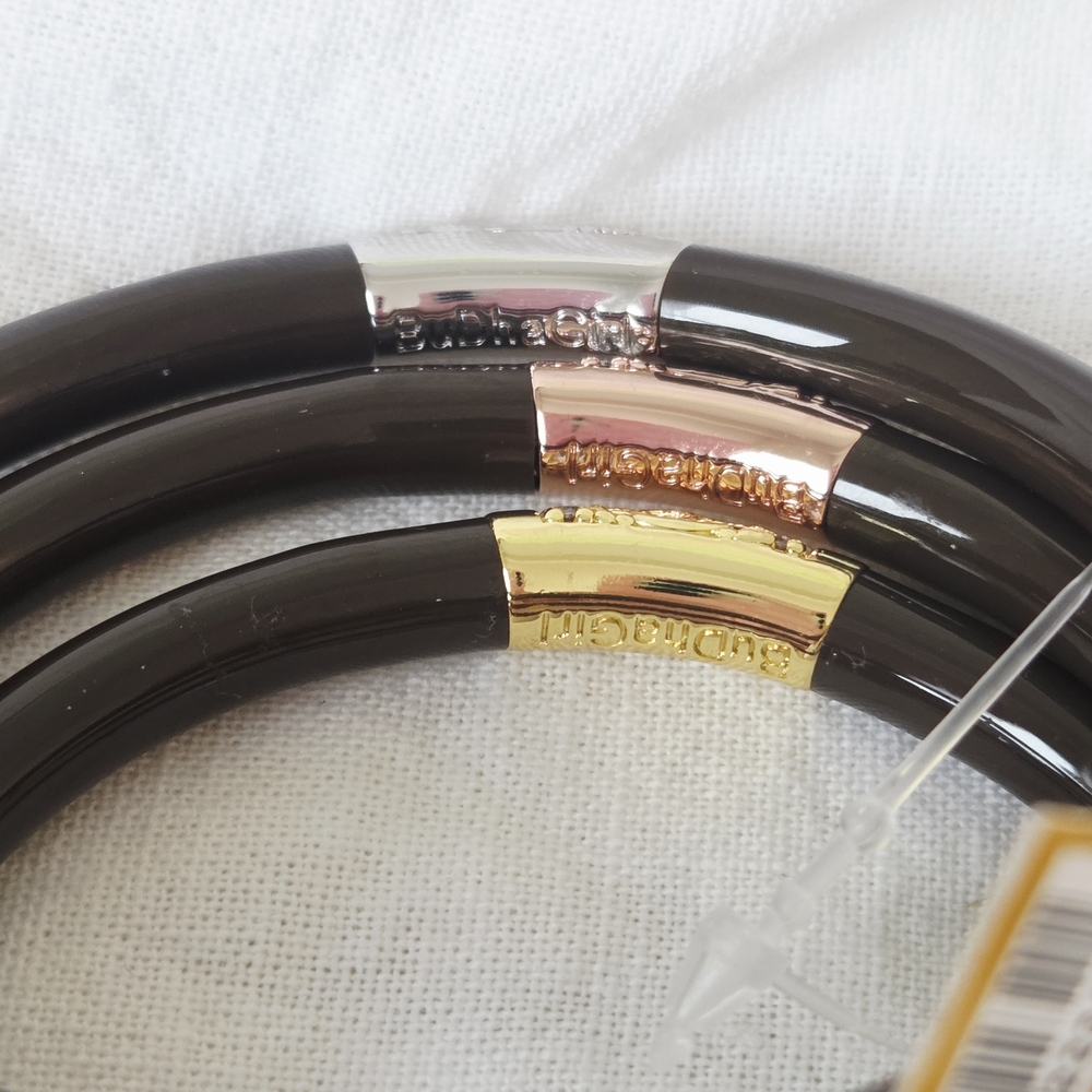 Sz Small🏷BuDhaGirl Chocolate🍫Set Of 3 Three Kings All Weather Bangles $125 - Picture 5 of 6